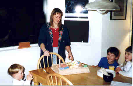 Cutting the cake.
